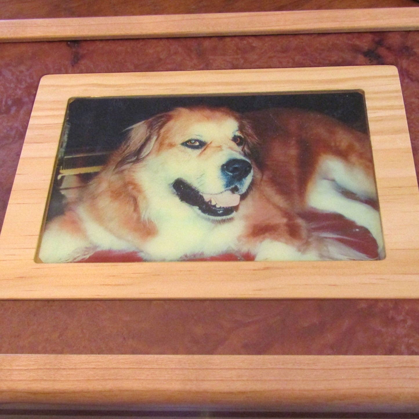 Sample of permanent frame for handmade wooden box by A Finer Cut Woodworking.