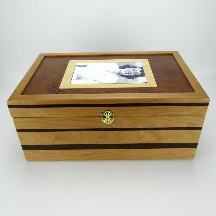 Memorial boxes for keepsakes from exotic and domestic hardwoods by A Finer Cut Woodworking.