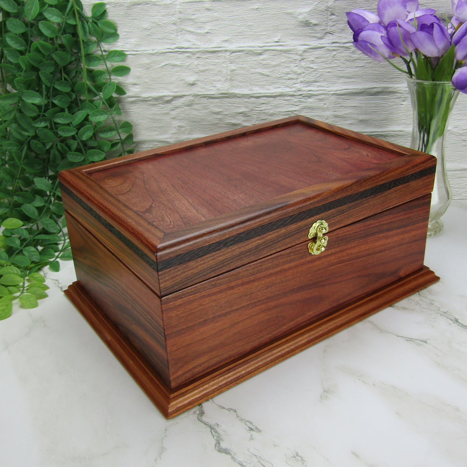 >Thumbnail of handmade wood jewelry box crafted from Bolivian rosewood, wenge, and cherry veneer by A Finer Cut Woodworking.