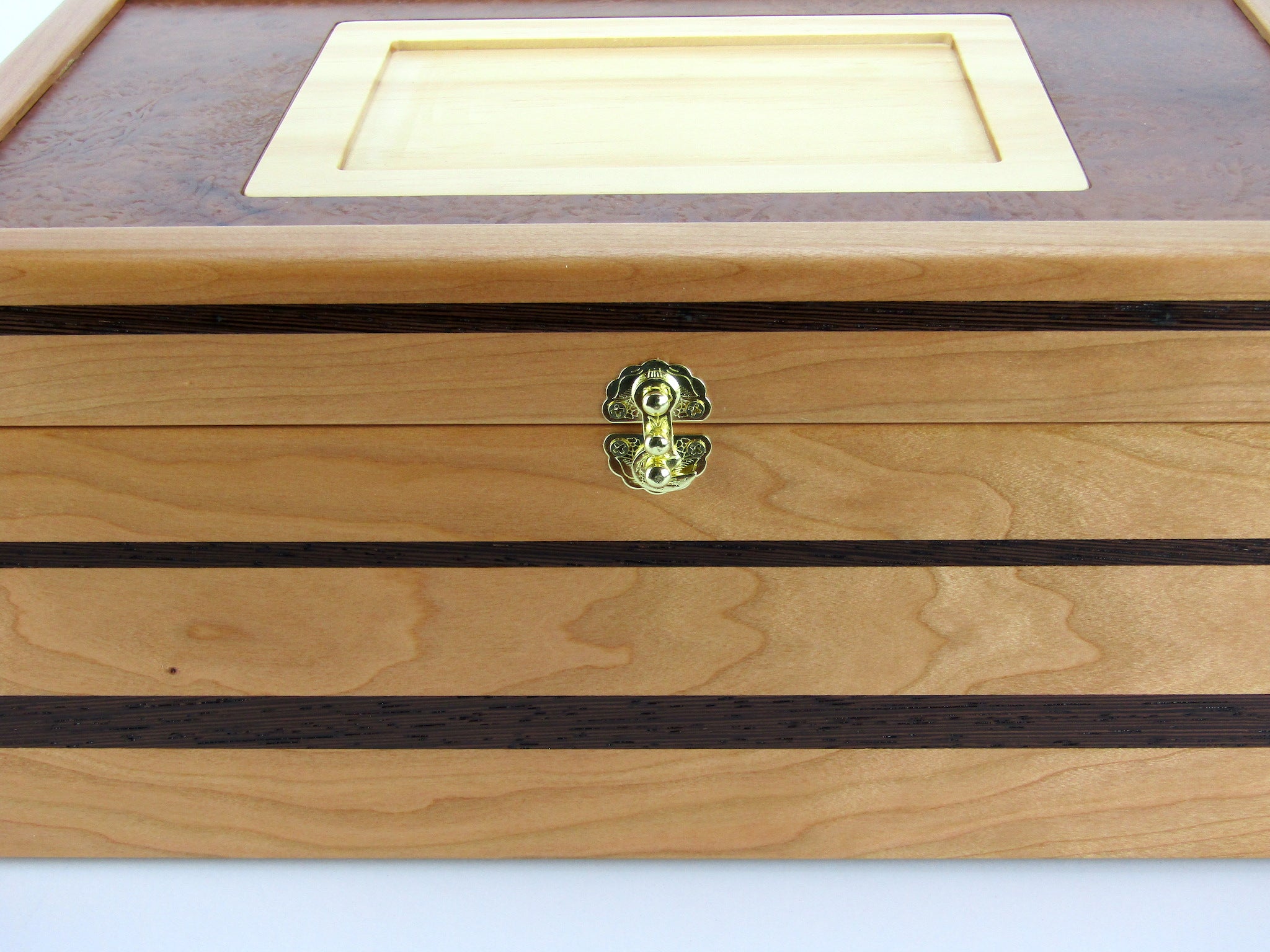 Mahogany and Maple Burl Box with Hinged retailer Top