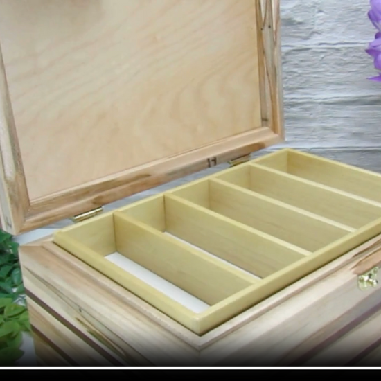 Video showing details of large keepsake box handmade from ambrosia maple and walnut by A Finer Cut Woodworking.