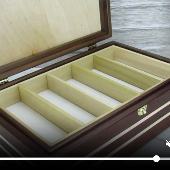 Video showing details of pet memory box with photo lid handmade from Peruvian walnut and curly maple by A Finer Cut Wood.